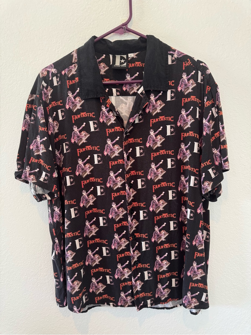 Elton John Captain Fantastic Black Short-Sleeve Button-Up Shirt